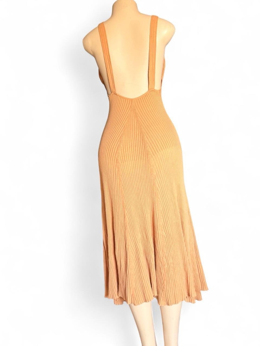 Free People Ribbed V-Neck Maxi Dress in Rust